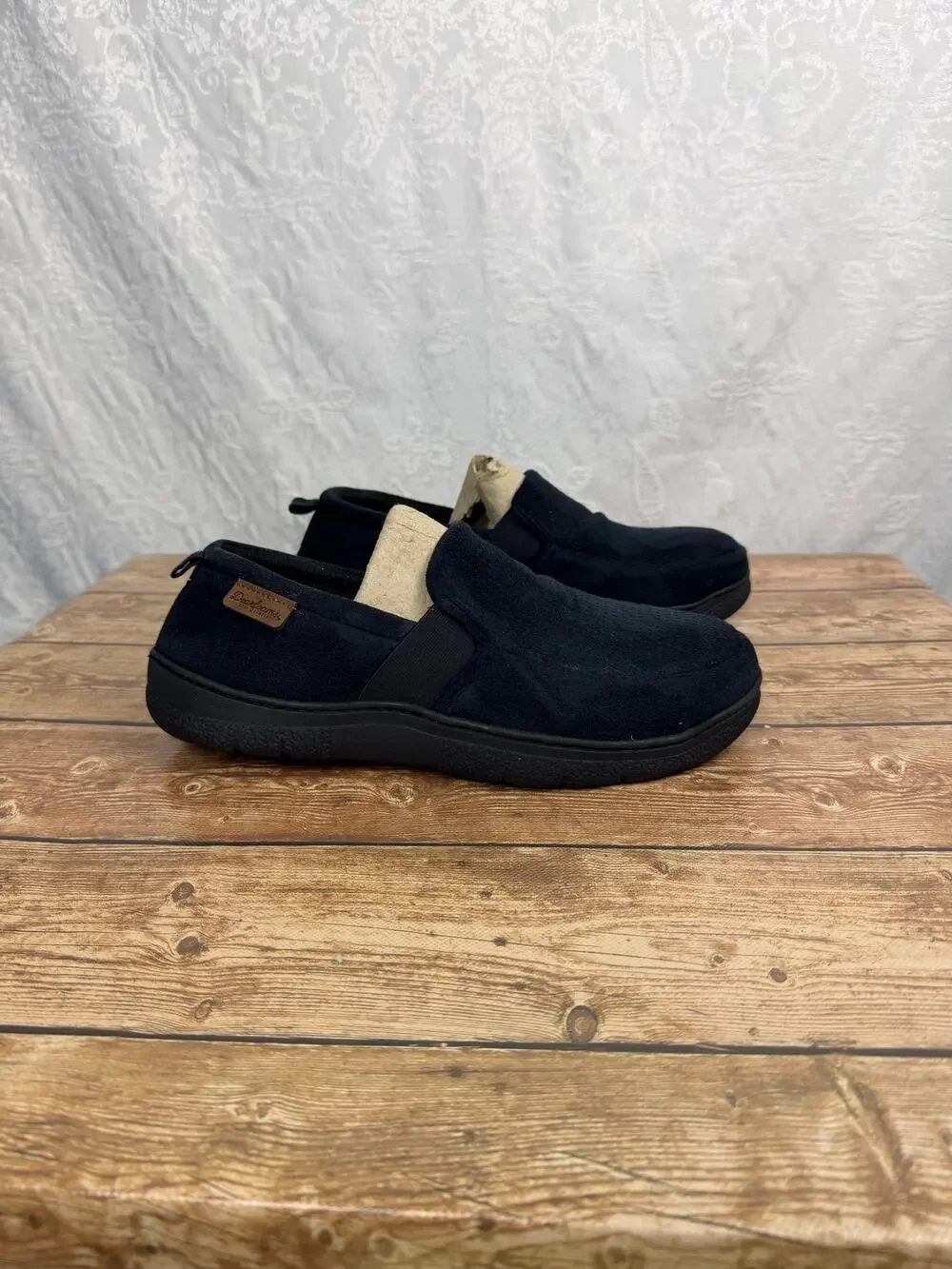 Dearfoams Men's Slippers Size 9-10 Navy Blue Slip On Memory Foam Casual Shoes